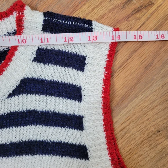 Keneth Too! Nautical Striped Sleeveless Sweater Size  L - Picture 10 of 14